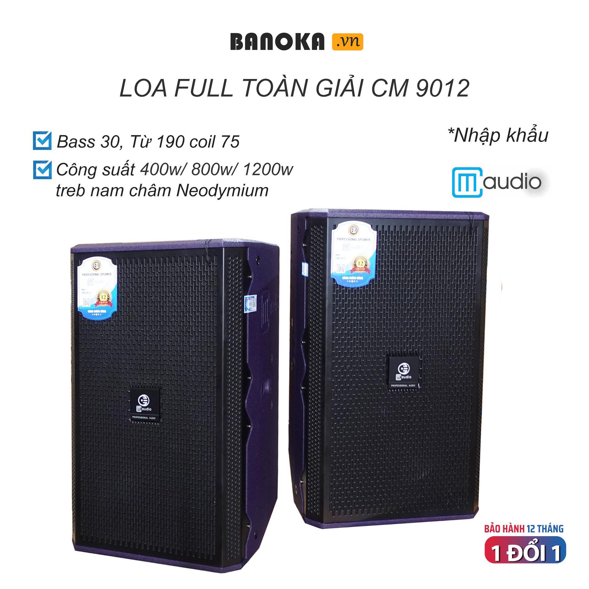 [Nhập khẩu] Loa Full Toàn Giải cao cấp CM 9012 Bass 30, Từ 190 coil 75, Loa treble Neodymium 120, độ nhạy 102 dB